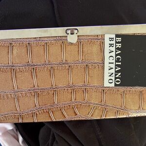 Braciano Brown Croc-Embossed Clutch